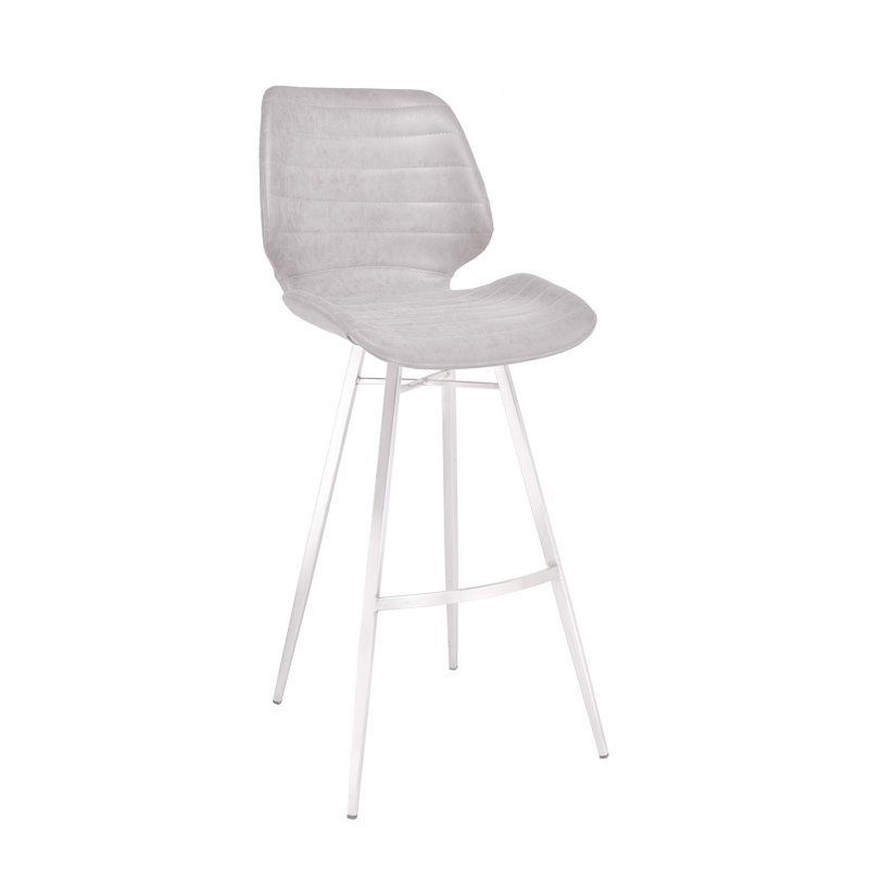 Gina Upholstered Bar Stool with Metal Frame, Light Gray, Counter Stool (27" Seat Height)