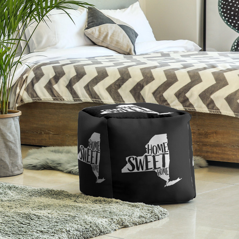 Repose-pieds cube new york home, Noir