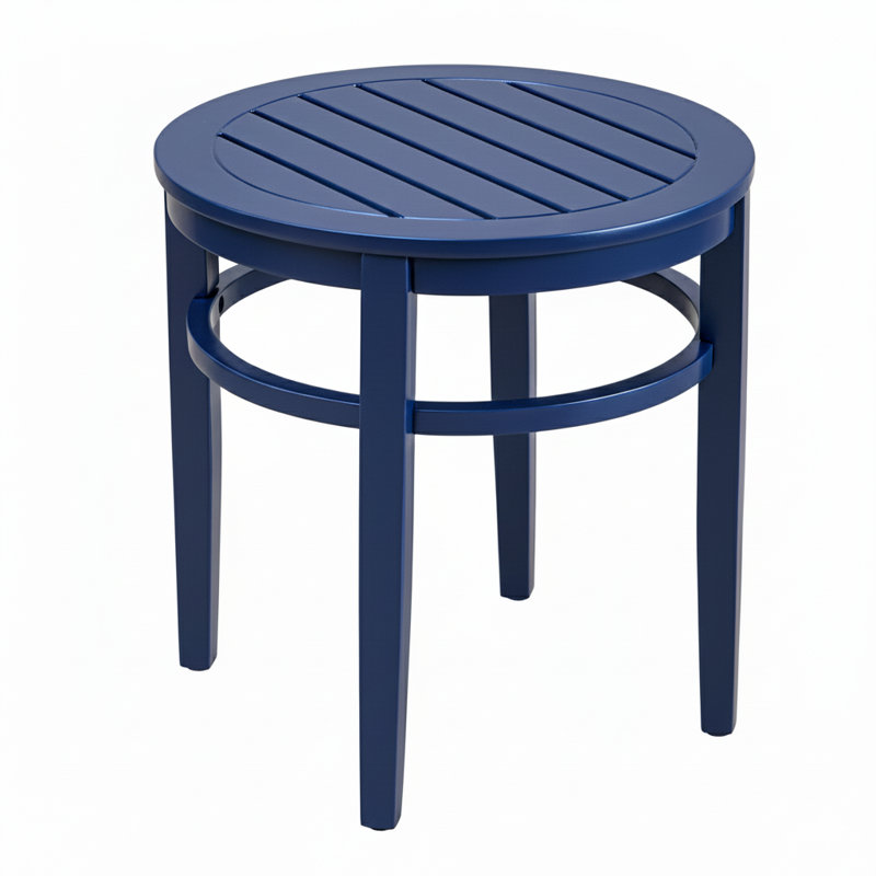 Arbor 18" Small Round End Table - Indoor & Outdoor Solid Acacia Wood Accent Side Table - Navy, Navy