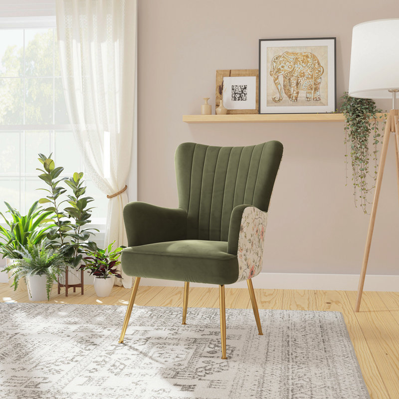 Fauteuil d'appoint vert avec imprimé