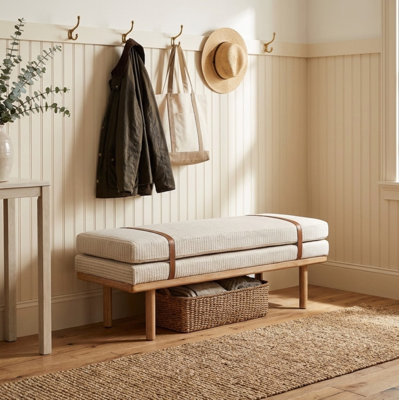 Banc rembourré Azayvion avec base en bois