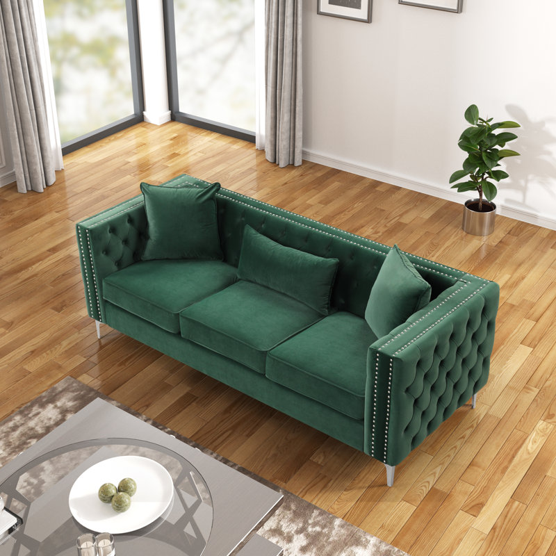 Canapé Chesterfield Marvine, Vert foncé