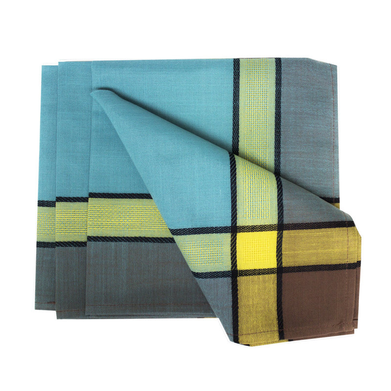 Yamen Polyester Striped Square Napkin, Sea Green