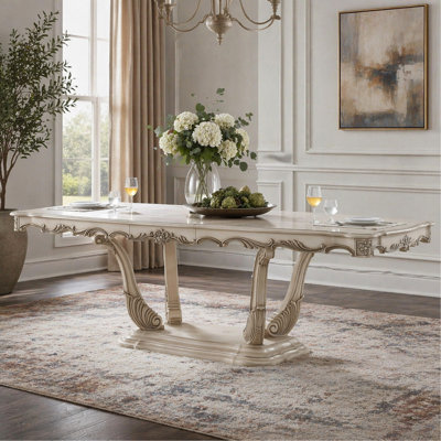 Golden Ivory Finish Dining Table