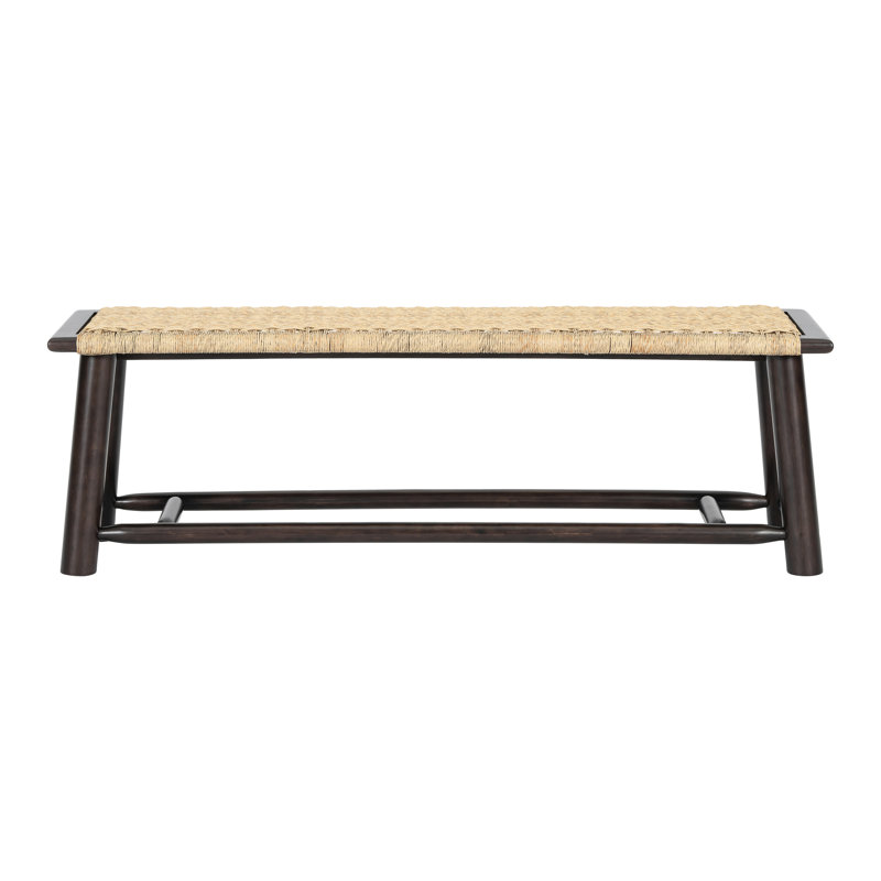 Solid Wood Bench, 59 Inches, Walnut Finish, Suitable For Airy Porches And Cozy Bedrooms Transitional Spaces, Walnut