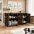 Walnut Wood Four-Door Sideboard With Handle-Less Wavy Texture, Dining Room Storage Cabinet With Power Outlet.