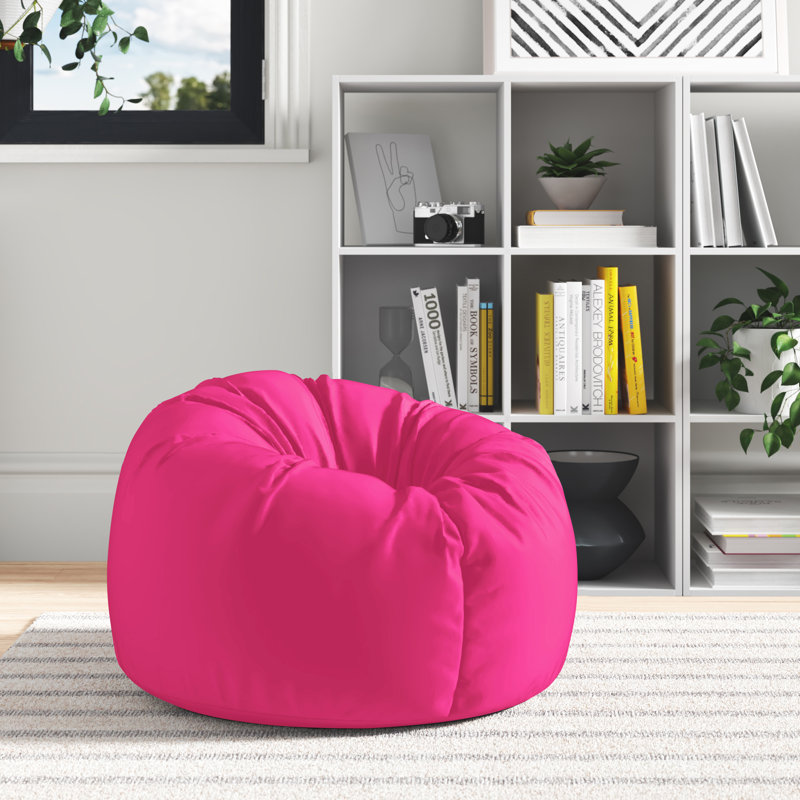 Attenborough Polyester Outdoor Friendly Refillable Bean Bag Chair, Pink, 80cm H x 70cm W x 70cm D
