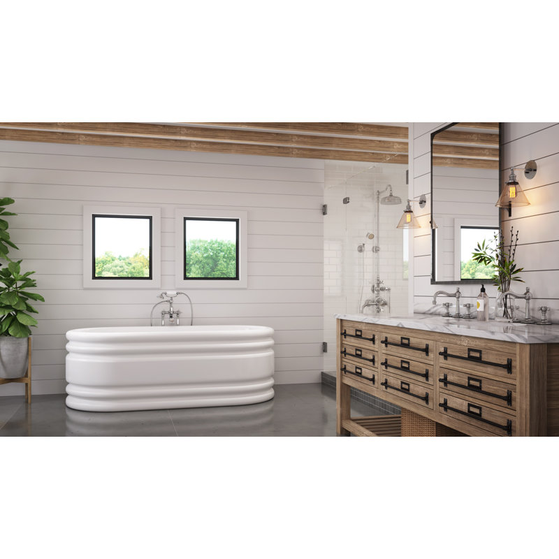 Champagne 66" x 32" Freestanding Soaking Bathtub, White