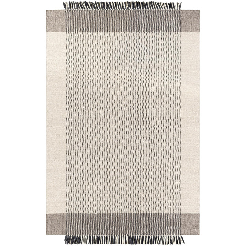 Tina Striped Wool Tan/Charcoal/Gray Area Rug, Rectangle 12' x 15'