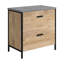 Classeur latéral brun de style industriel, armoire à 2 tiroirs, plateau spacieux, pour classeur à plusieurs zones de travail, design, emboîtable, très bien organisé