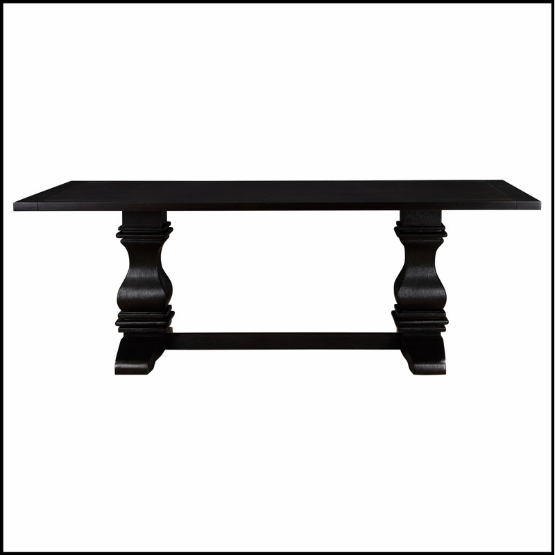 Table de salle à manger à double piédestal de style rustique et espresso rustique, alliant charme traditionnel et polyvalence moderne.