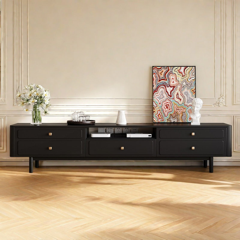 Black modern simple TV cabinet