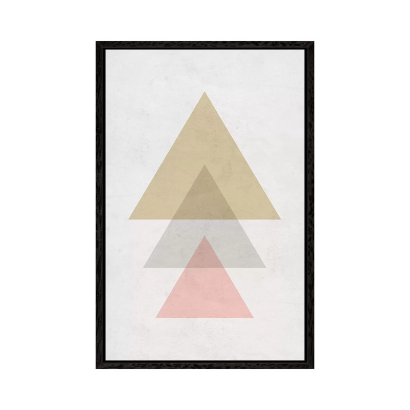 Triangles - Gray Background by Nouveau Prints - Print on Canvas, 66.04cm H x 45.72cm W x 3.81cm D, Black Framed