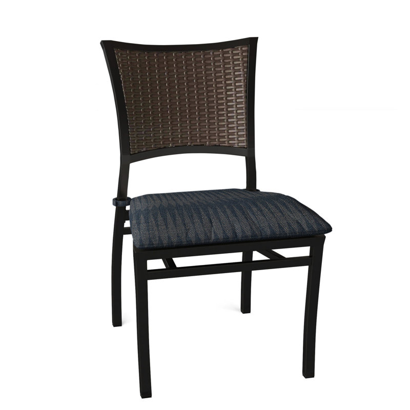 Aire Patio Dining Side Chair with Cushions, No Welt, Tweed Toffee