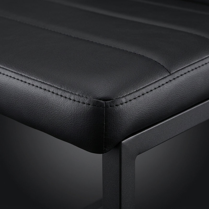 Ensemble de 2 chaises de salle à manger en polyuréthane, chaises de bureau avec pieds robustes en métal, noir