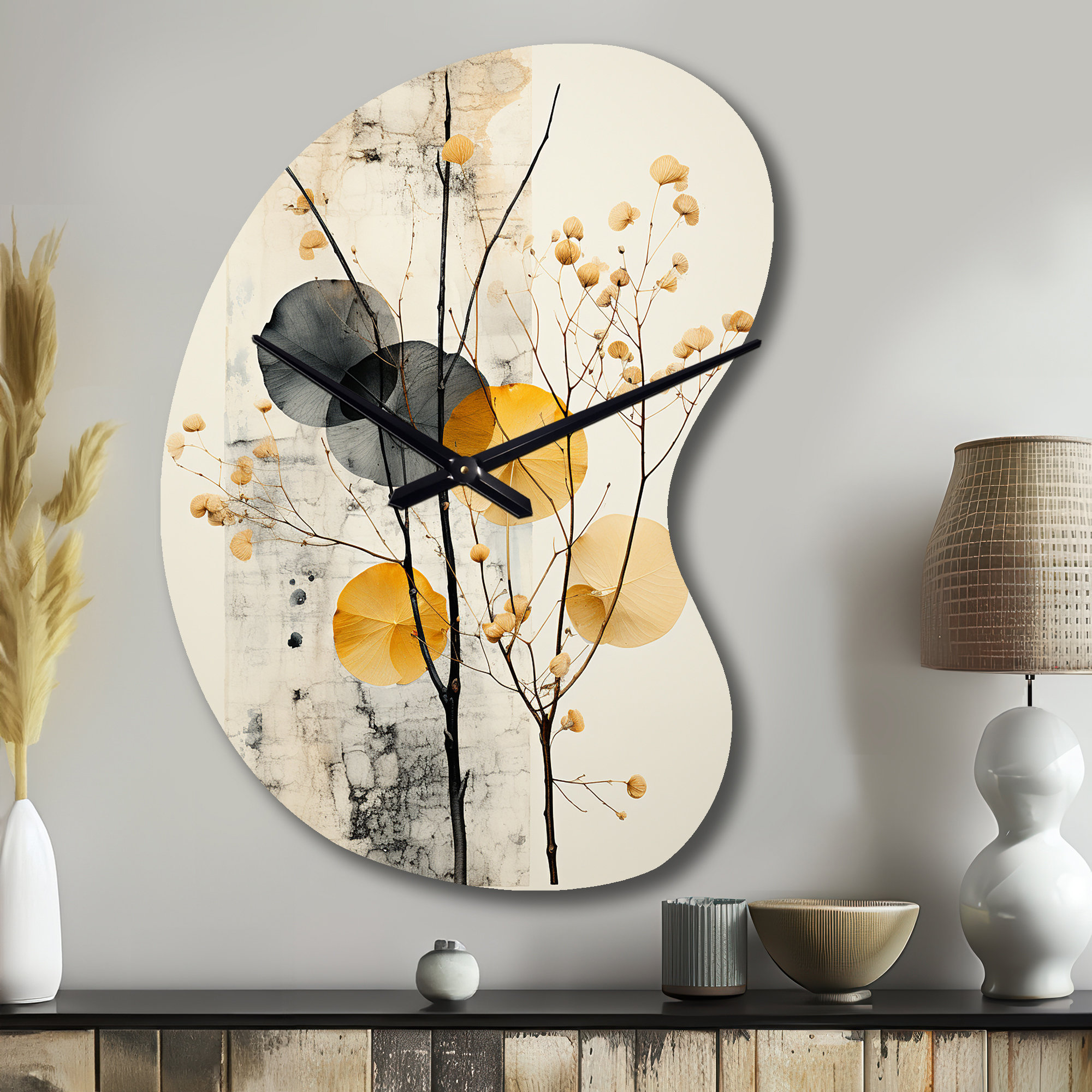 Design Art Asian Art Seashell Sumi XII - Asymmetrical Global Metal ...