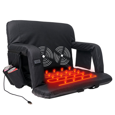 Sièges de massage chauffants 25 po Teki avec soutien pour le dos et les bras, 3 niveaux de chaleur et de massage, 6 positions inclinables