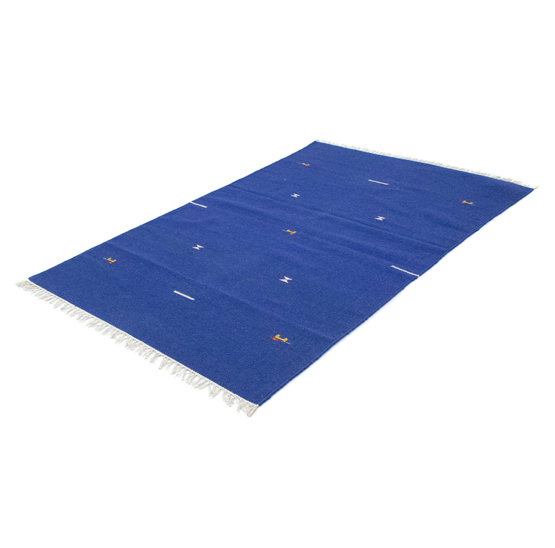 Handmade Kilim Wool Blue Indoor/Outdoor Rug