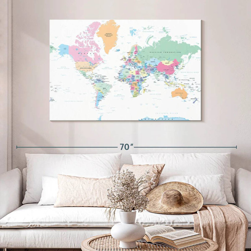 Keiri Labeled Pastel World Map, 32" H x 48" W