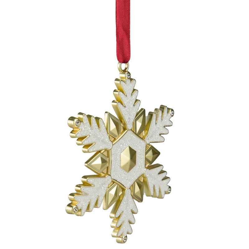Ornement de Noël flocon de neige plaqué or 3,5 "avec cristaux européens