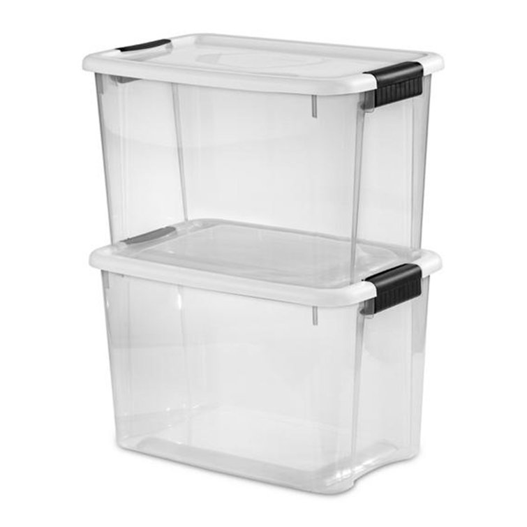 Sterilite 70 Qt Plastic Stackable Storage Bin with Latching Lid, (4 Pack) 