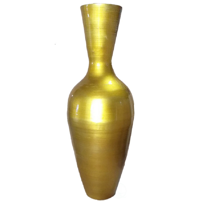 Claxton Handmade Wood Floor Vase, Black, 37" H x 14" W x 14" D