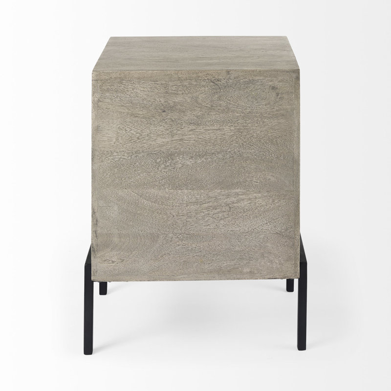 24" Brown Solid Wood Square End Table, Gray