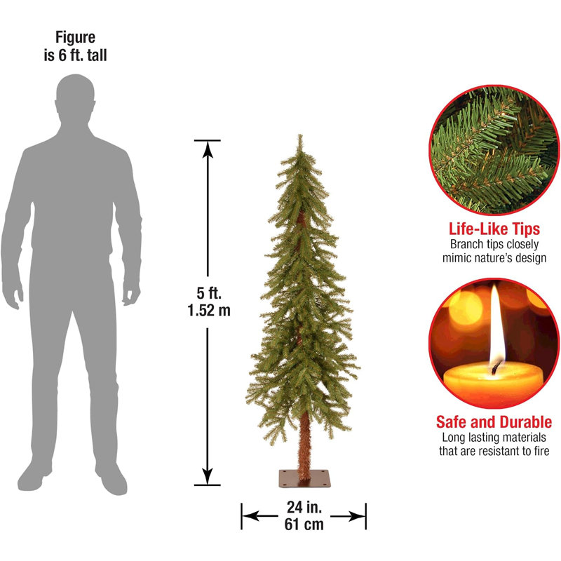 Sapin de Noël artificiel en cèdre et hickory de 1,5 m (5 pi) non illuminé, avec 371 branches et un support en métal