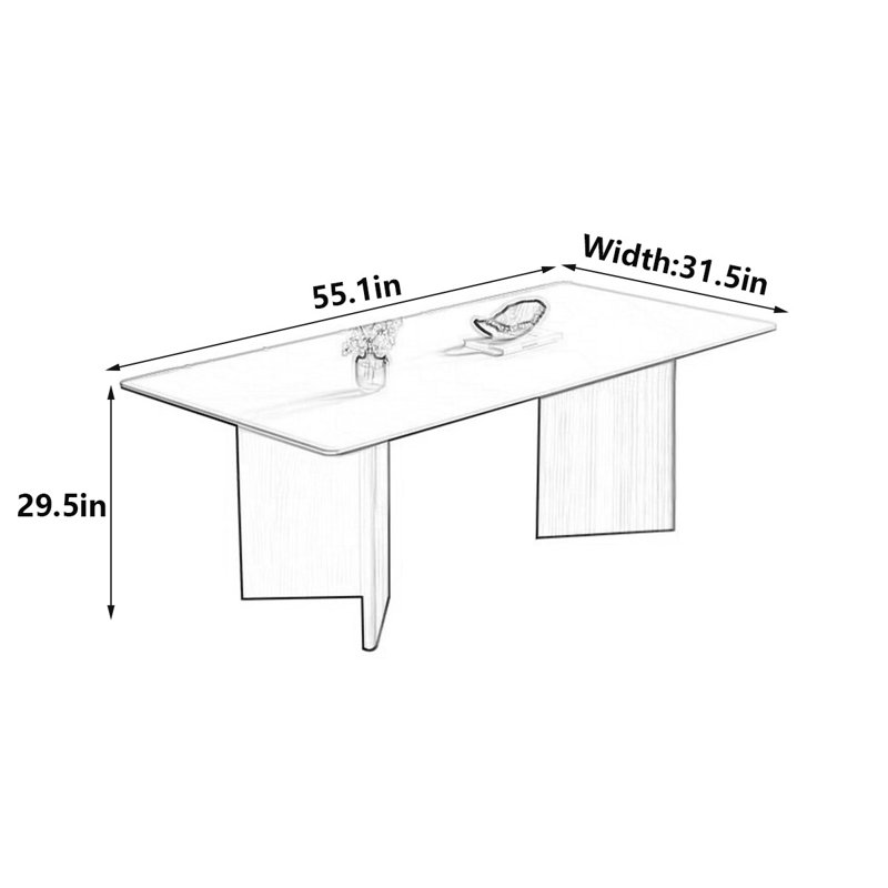 Ensemble de table de salle à manger à plateau en marbre de style rétro, H 29,5 po x L 55,1 po x l 31,5 po