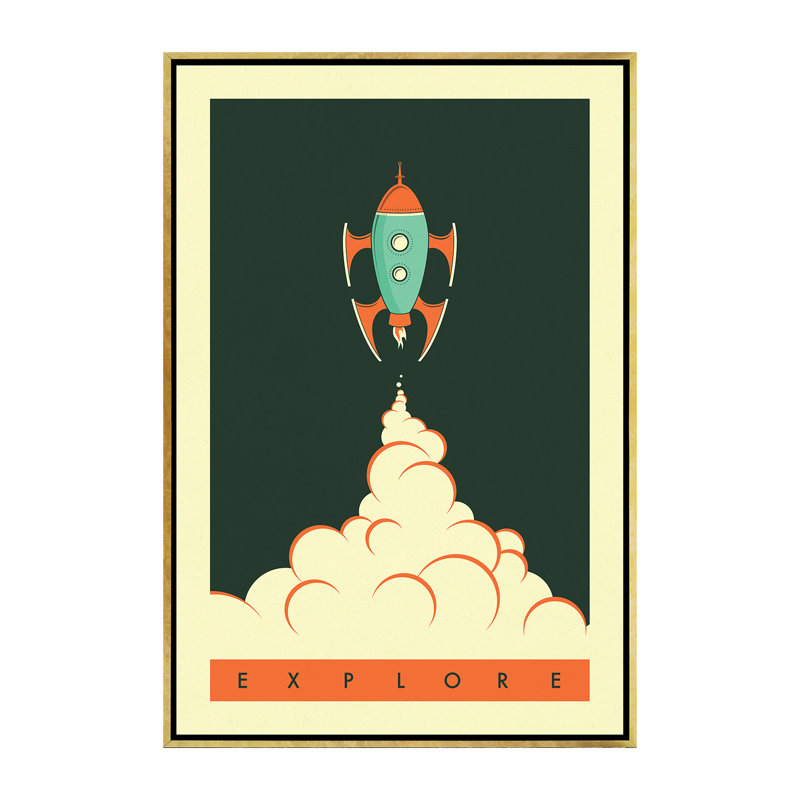 Explorez II, art encadré pour enfants, H 60 po x l 40po x P 1,5 po, Toile encadrée d'or