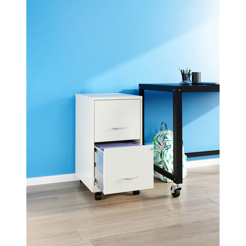 White Steel 4-Drawer Lockable Mobile File Cabinet