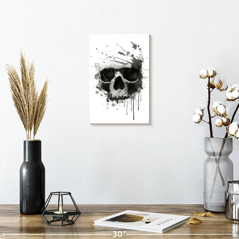 Hitzel Dark Blotted Skull, 12" H x 8" W