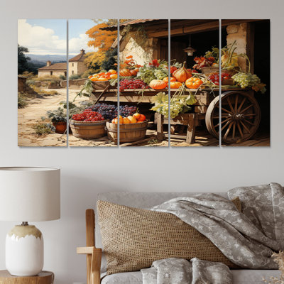 «Countryside Crimson Vineyard I» sur toile, reproduction de 5 pièces