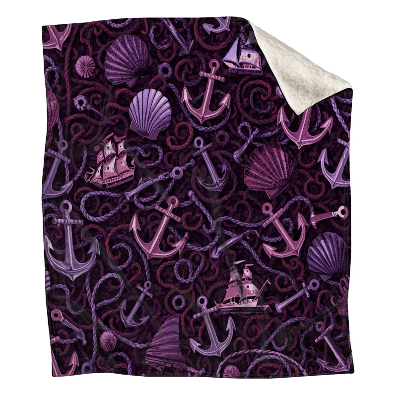 Nautical Anchors Ships Blankets, 60in W x 80in H