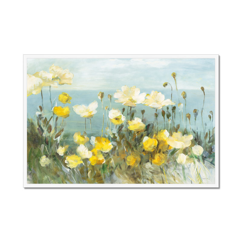 Field Of Poppies Bright Crop by Danhui Nai - Painting, 65cm H x 95cm W, White Framed Paper Print