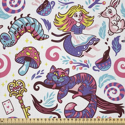 Ambesonne Alice In Wonderland Fabric By The Yard, Fantasy World Concept Hand-Drawn Caterpillar Cat Rabbit, Microfiber Fabric For Arts And Crafts Texti -  East Urban Home, 6BB34E2760A24A80A1BC85C9594BA693