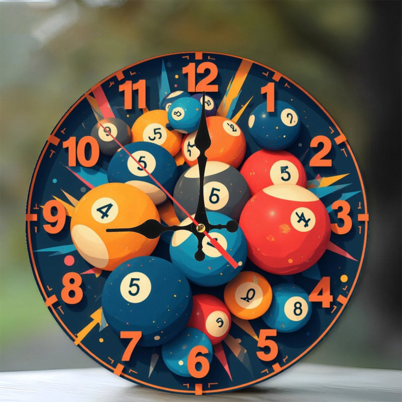 Colorful Billiard Balls Wall Clock Decor