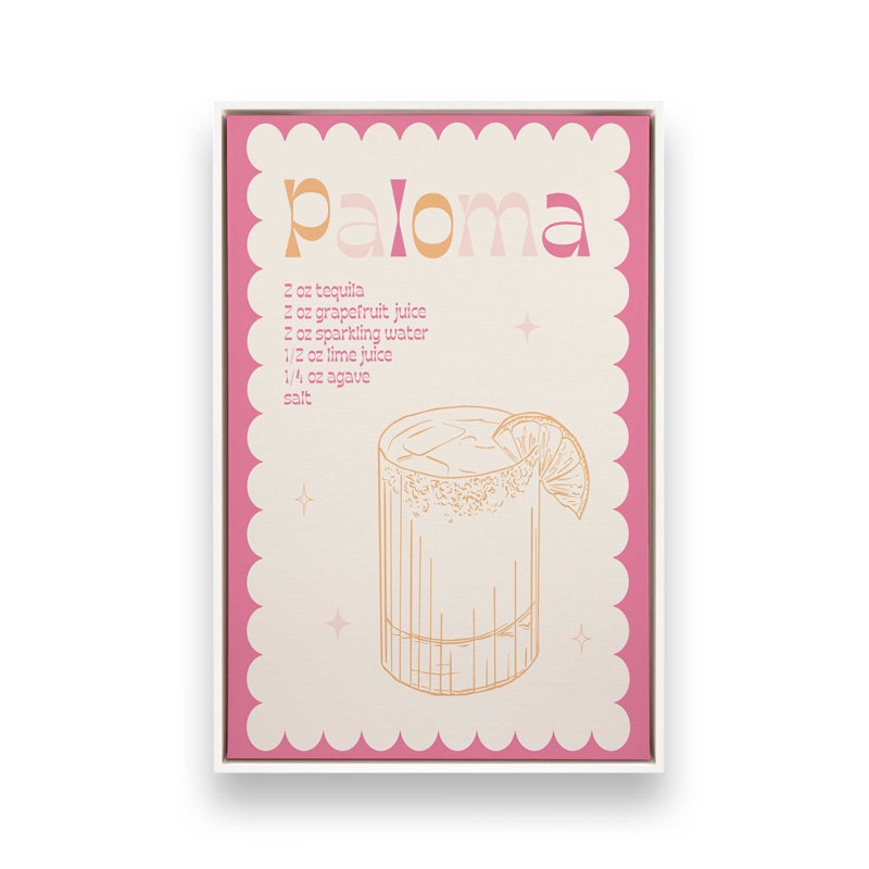 «Paloma Cocktail» par Garima Dhawan, impression, H 48 po x l 36 po, Cadre flottant, Blanc