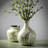 Leaf Pattern Bouquet Vase 9"H; Green