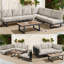 6-seat Modular Outdoor Sofa Set With Glass Table - Adjustable Backrests, Daybed Configuration, Modern