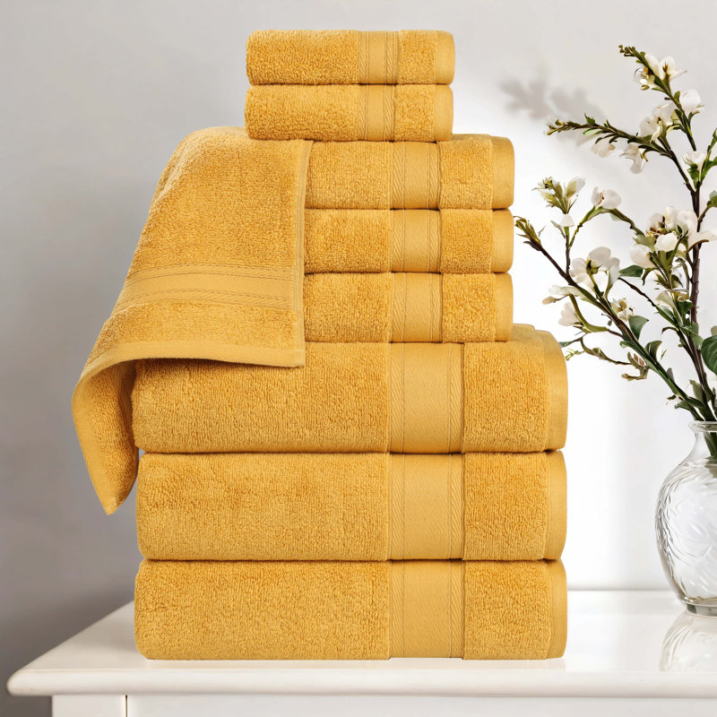 Coton absorbant doux Belmont, Doré, Ensemble de serviettes 9 pièces