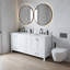 Meuble-lavabo de 72 po en bois massif, comptoir blanc, tiroirs silencieux, conception légère à 2 cuves de 72 po, style moderne, structure