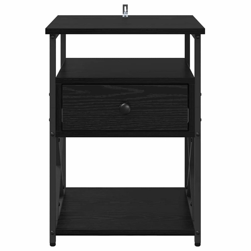 40 cm W Bedside Table, Black Oak