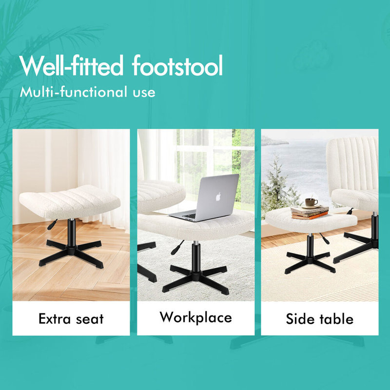 Office Chair with Ottoman, White