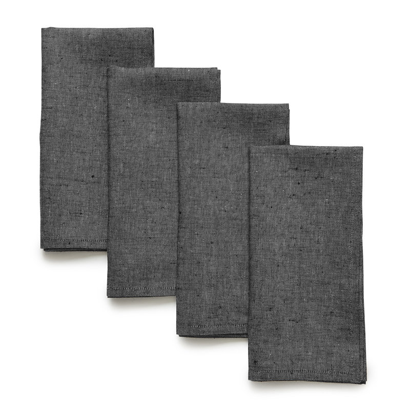 100% Pure Linen Dinner Napkins - Athena, Charcoal Gray