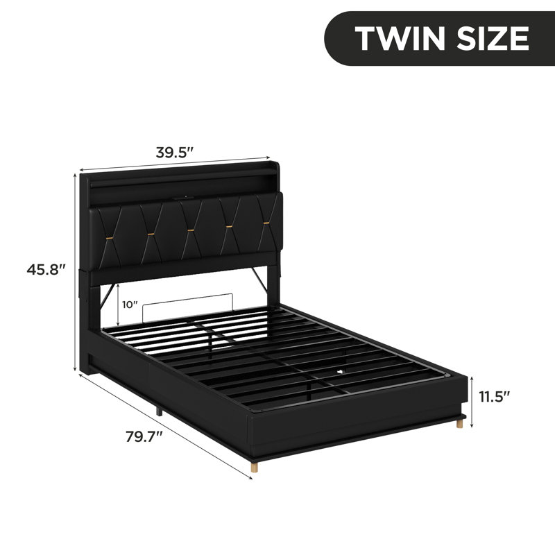 Base de lit avec rangement Lift Up, Lit simple, Noir