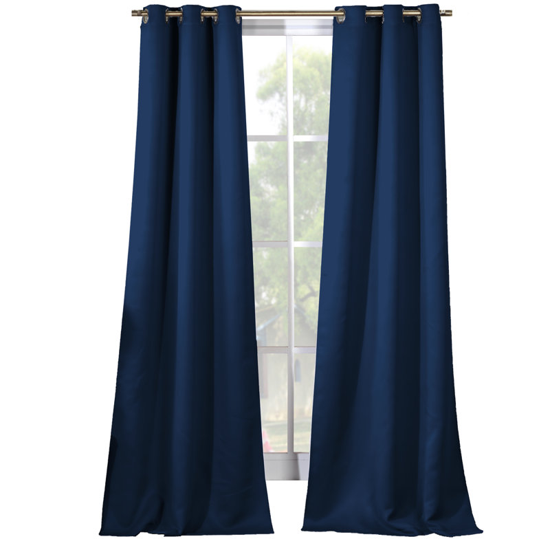 Crispin Blackout Curtains / Drapes Pair, Navy