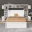 Lit double en bois avec tablettes et prises de courant polyvalentes-375402636