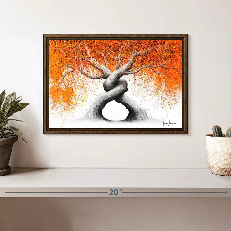 Twisting Love Trees, 13" X 9", Floating Frame Walnut