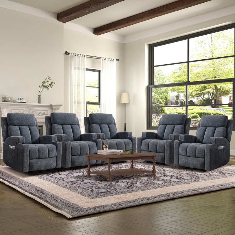 Fauteuil inclinable manuel en microfibre de 33,07 po Baizen, Gris foncé